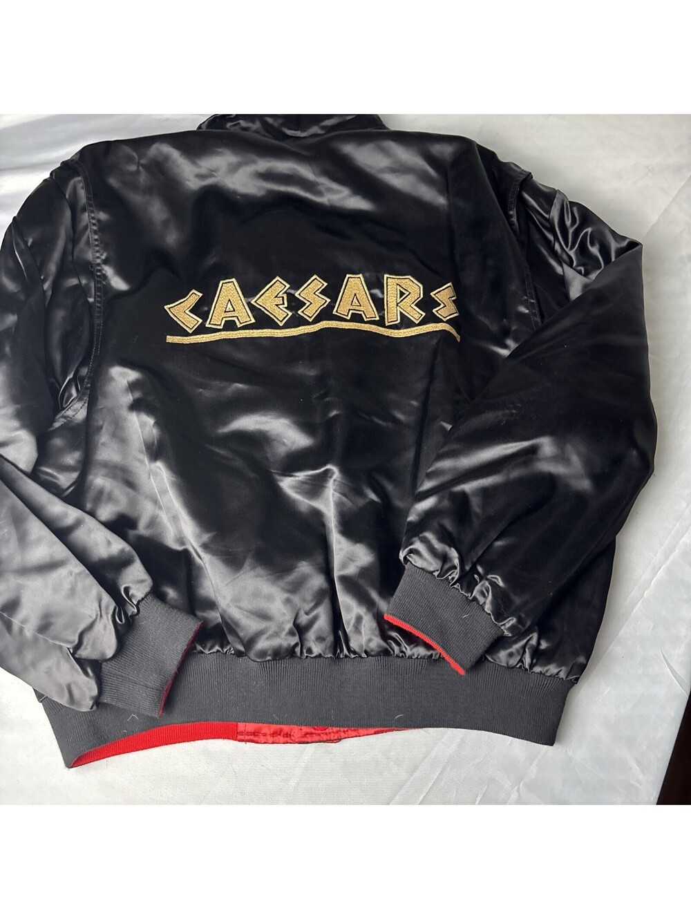 Reversible Caesars Satin Bomber Jacket Black and Red